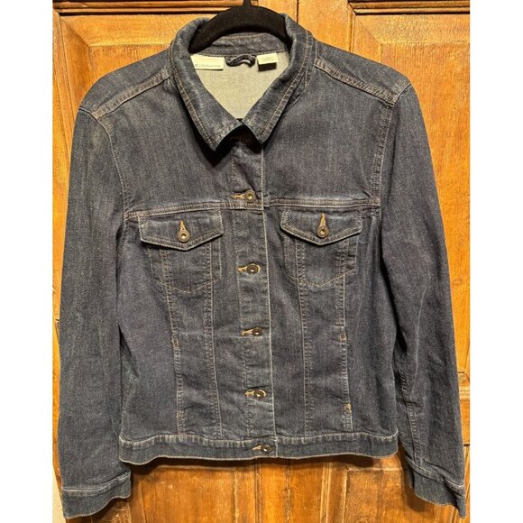 LIZ CLAIBORNE Jacket Large Trucker‎ Denim Button Up Cotton Blue - Picture 2 of 4